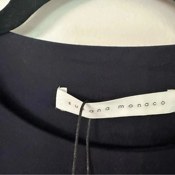 Susana Monaco Bell Sleeve Mini Dress in Midnight Blue with Crew Neck Size XS NWT - Picture 3 of 7